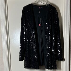 Black Sequin Open Front Evening Jacket